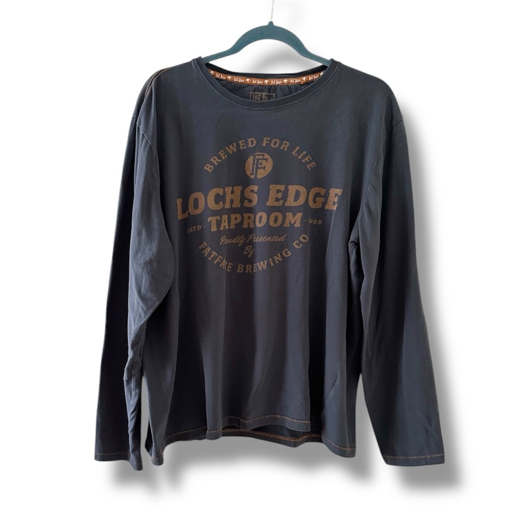 FatFace Lochs Edge Taproom Slate Blue Long Sleeve Shirt Men’s Size XL Gorpcore